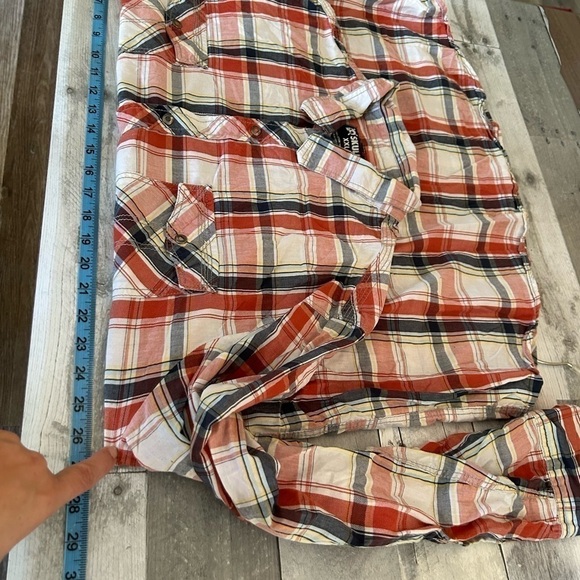Skully XXL Mems button down plaid western/equestrian, shirt roll tab sleeves - Picture 8 of 8
